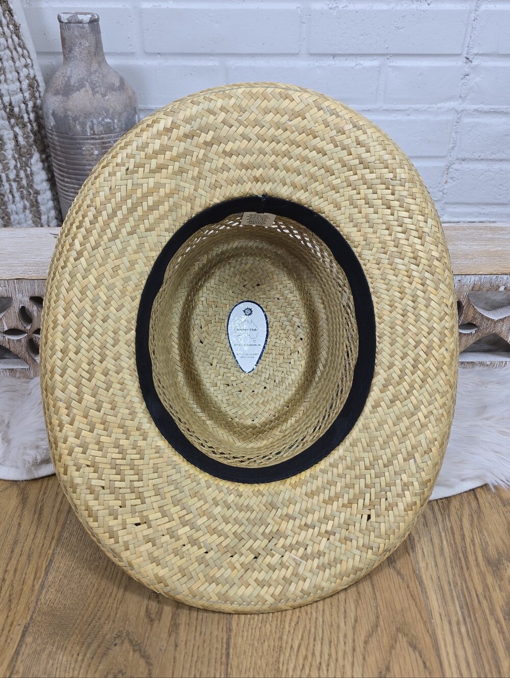 Vintage Summer Club Gambler Straw Sun Hat with Colorful Tropical Band Medium - Picture 6 of 10